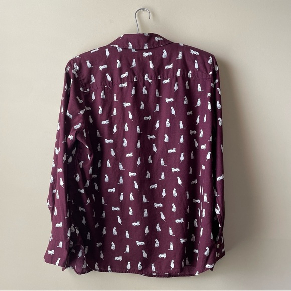 Talbots petite burgundy cat lady blouse size 1XP - Picture 2 of 6